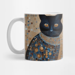 Black Klimt Cat in Ceremonial Vestments Mug